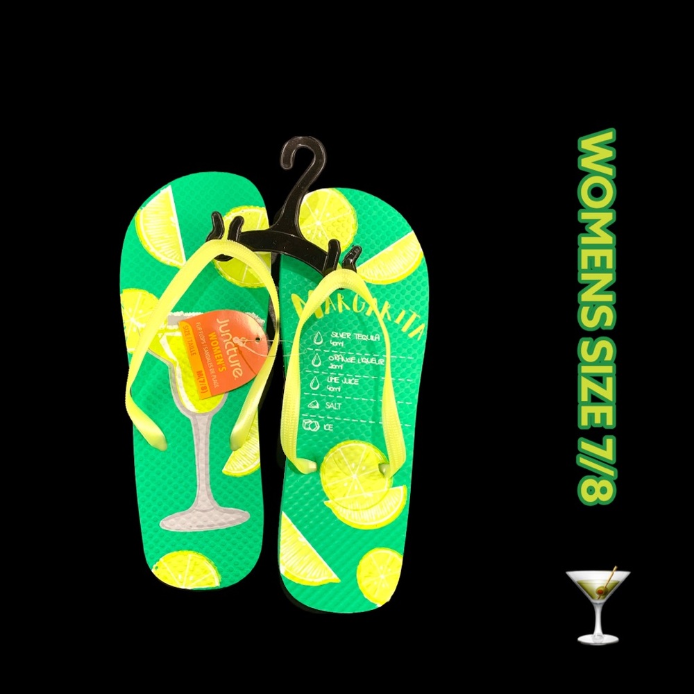 JUNCTURE "MARGARITA" Women's Green Rubber Flip-Flops Medium (7/8) NEW!